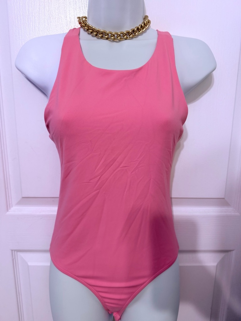 Classic Pink Scoop-Neck One-Piece Swimsuit